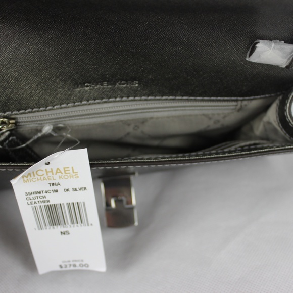 Michael Kors Tina Clutch Jeweled Dark Silver - Picture 4 of 5